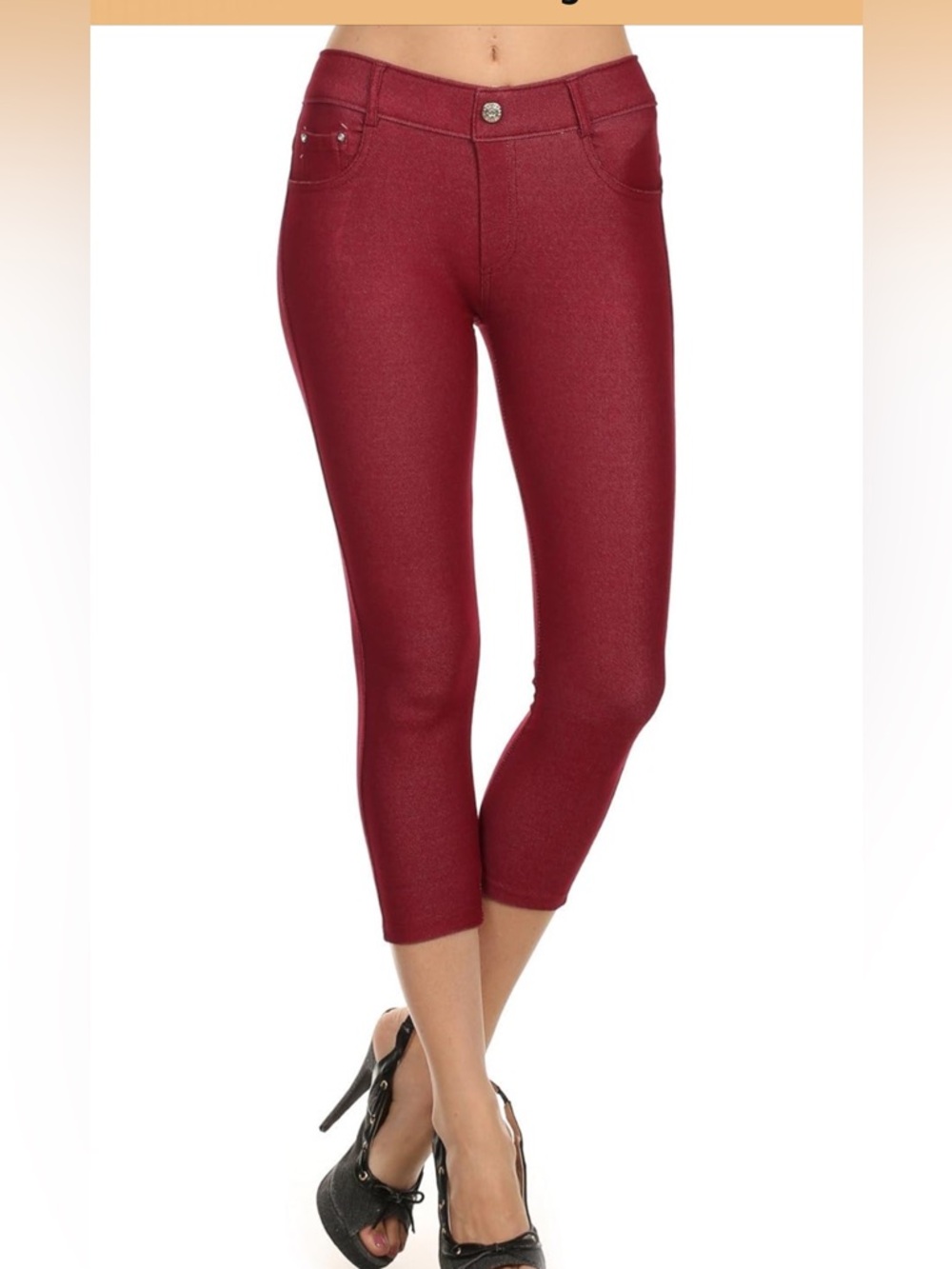Women's Y2K Dark Red Pull on Capri Jeggings, Size S, NWT
